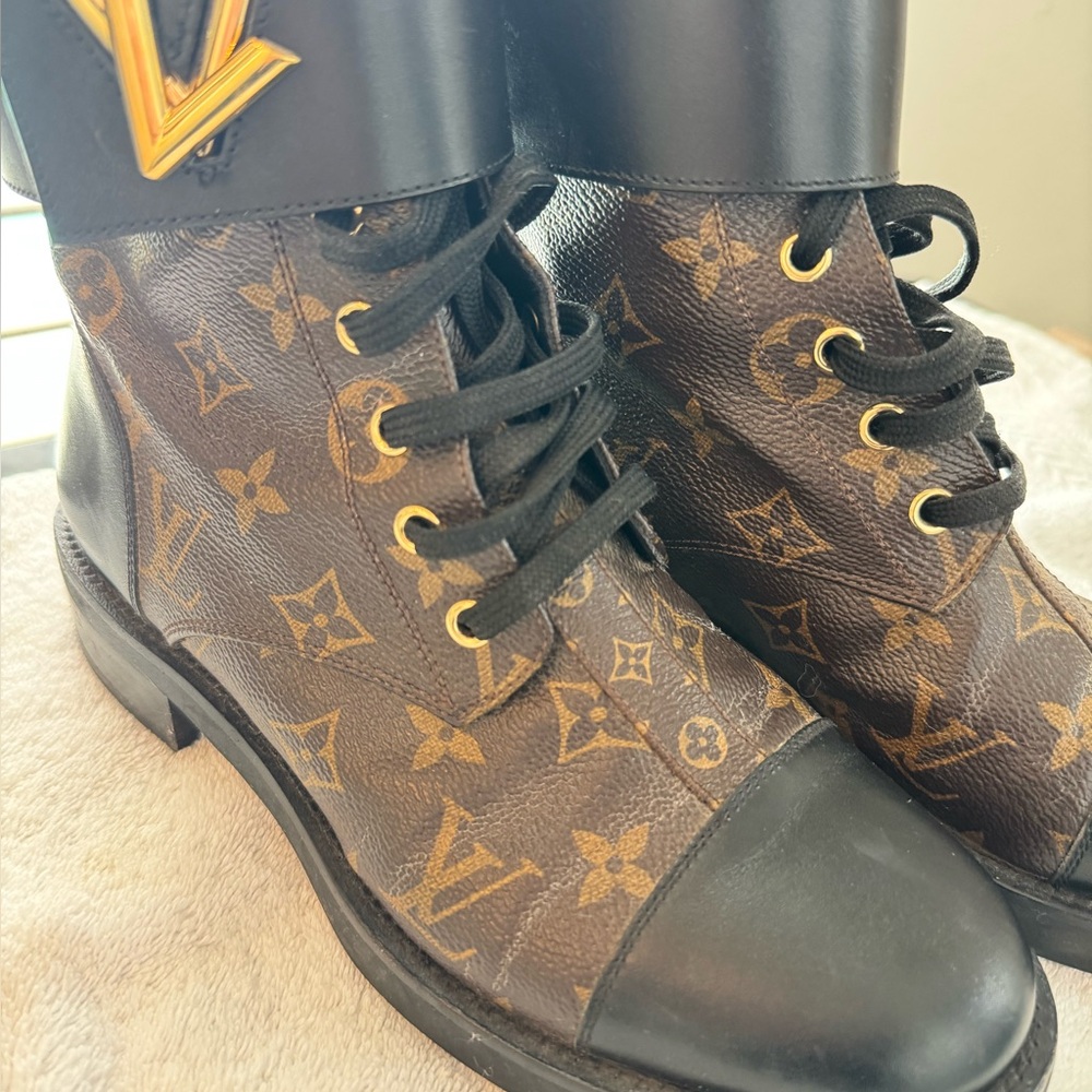 Louis Vuitton Black and Brown Monogram Boots